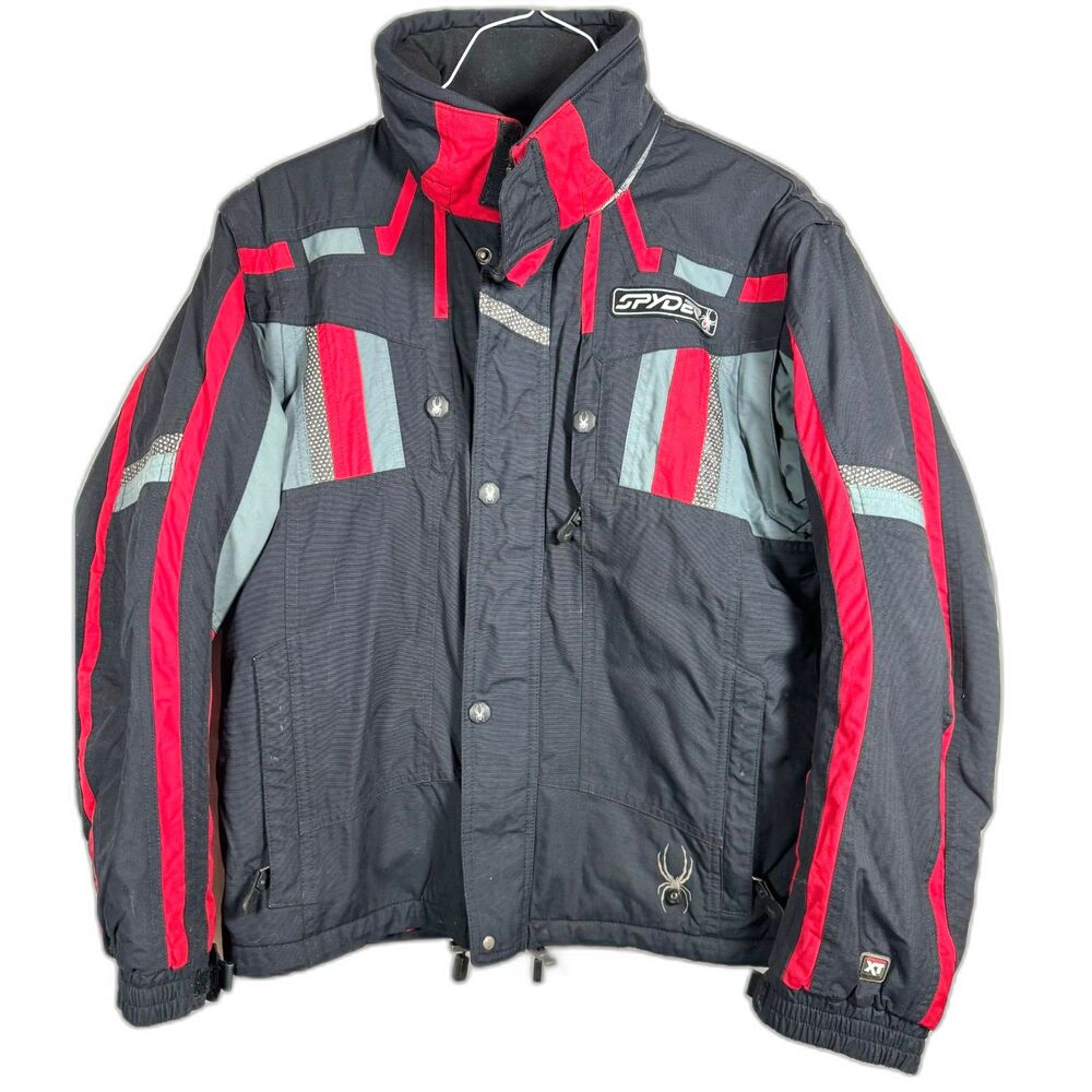 Spyder Ski Snowboard Winter Jacket with Zip Off Sleeves Vest Black/Red Kids 18